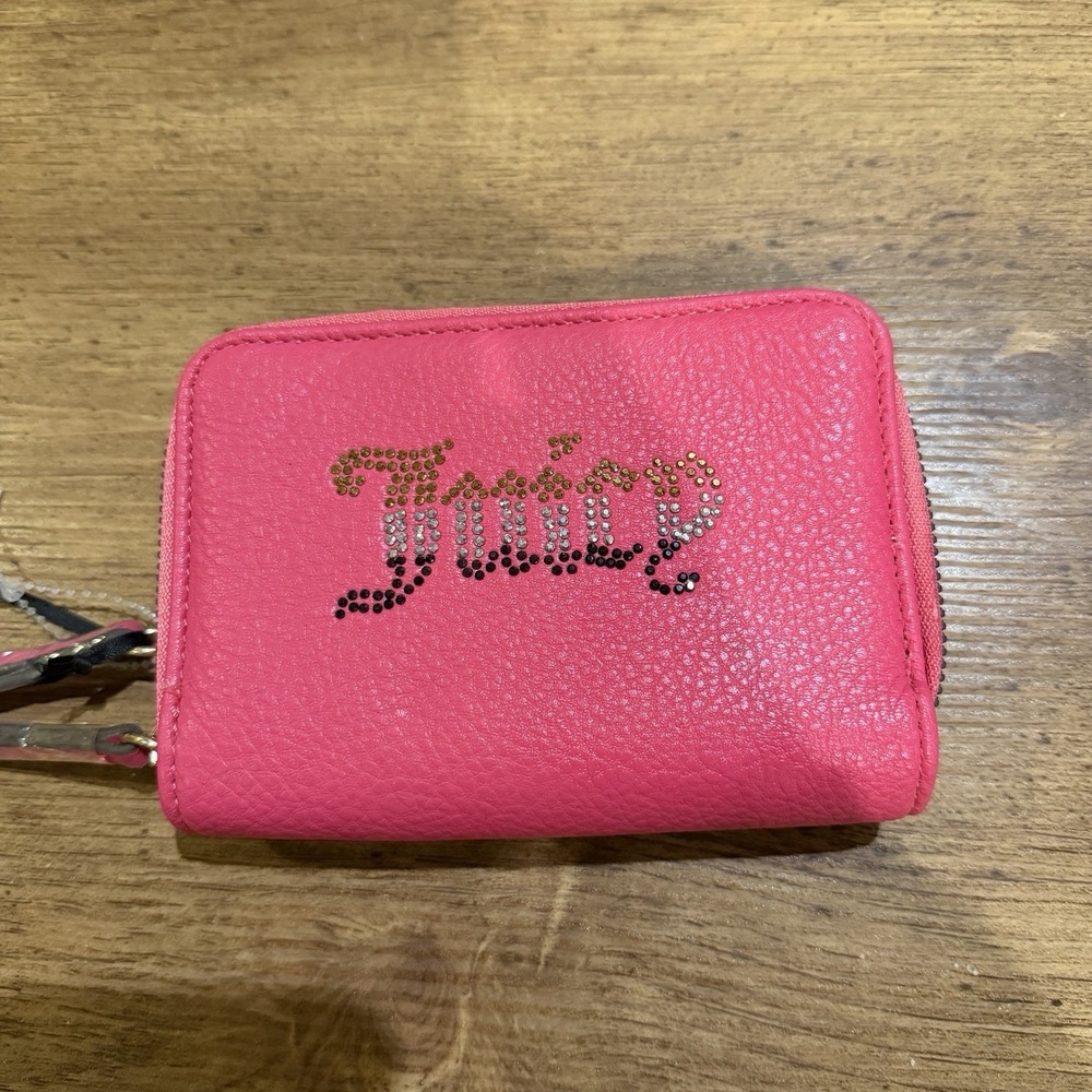 JUICY COUTURE Pink Flash Breaking The Rules Double Medium Zip Around Wallet NWT